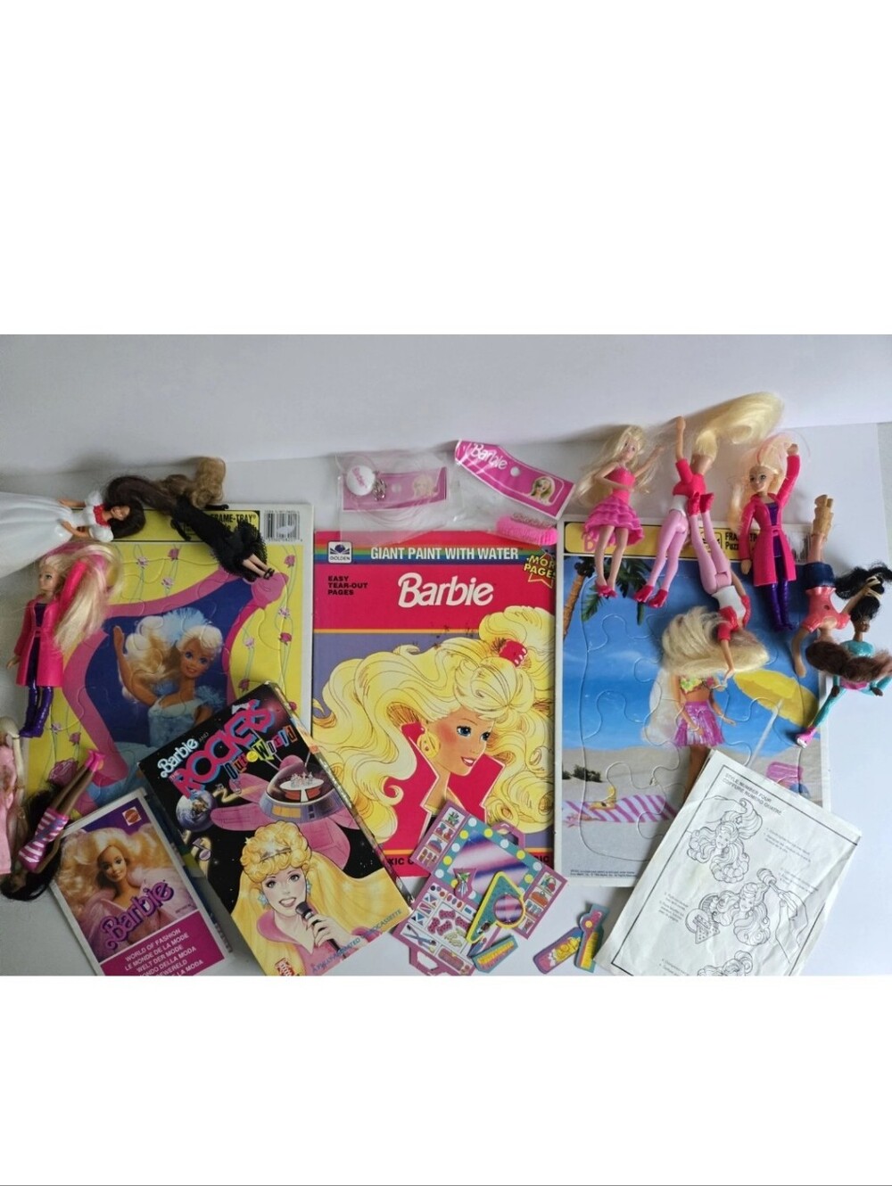 Barbie Toy Figurine Coloring Book VHS Puzzle Booklet Lot Vintage
